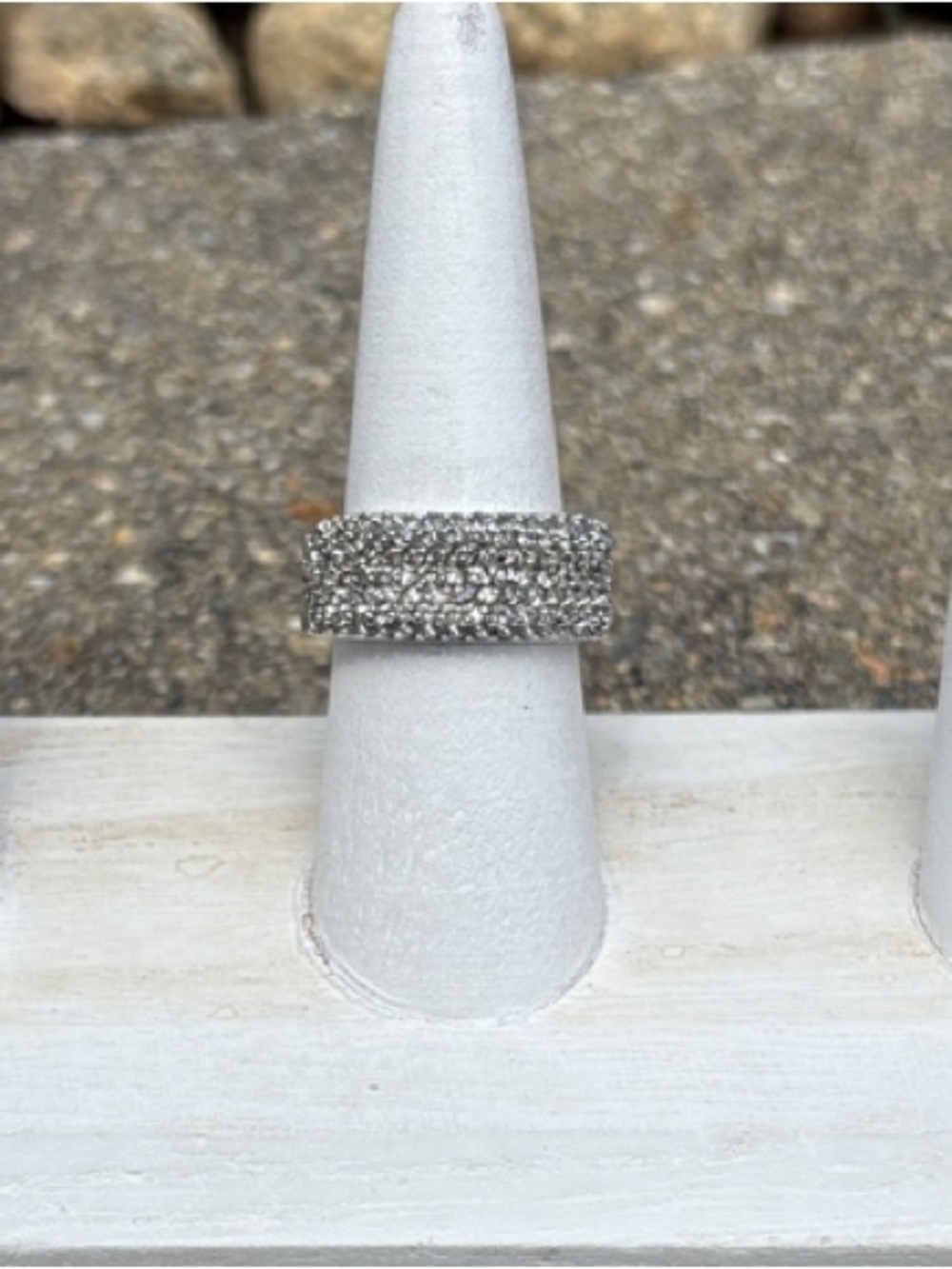 Park Lane Silver Pavé Crystal Wide Sparkling Ring Band